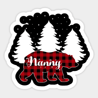 Buffalo Red Plaid Nanny Bear Matching Family Christmas Sticker